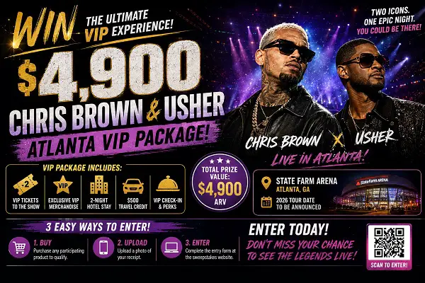 AAV The R&B Tour VIP Experience Sweepstakes – Win $4,900 Chris Brown & Usher Atlanta VIP Package