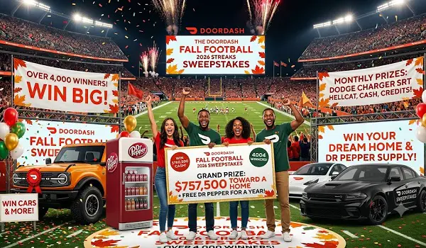 DoorDash Fall Football 2026 Streaks Sweepstakes: Win $760,500 Cash, Cars & More [4004 Winners]