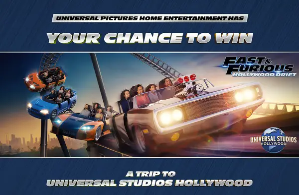 Fast & the Furious 25th Anniversary Sweepstakes – Win a Universal Studios Hollywood Trip