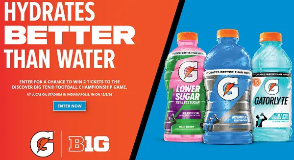 2026 Gatorade Big Ten Championship Sweepstakes: Win an Indianapolis Football Trip