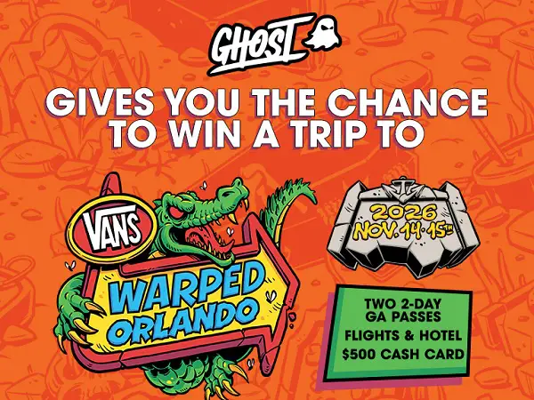GHOST Orlando Festival 2026 Sweepstakes: Win a $5,000 Vans Warped Tour VIP Trip