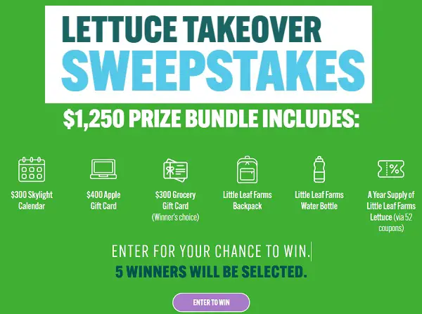 Little Leaf Farms Lettuce Takeover Sweepstakes: Win a $1,250 Ultimate Back to School Bundle