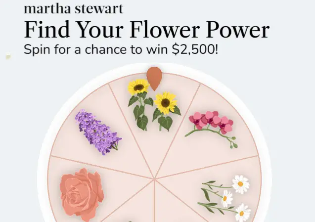 The Martha Stewart Find Your Flower Power Spinner Sweepstakes – Win $2,500 Cash