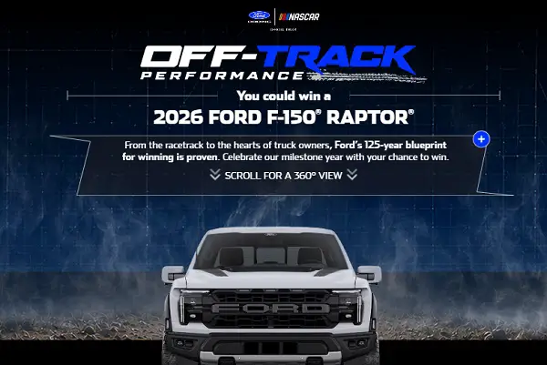 2026 NASCAR Cup Series Chase Sweepstakes: Win a Ford F-150 Raptor