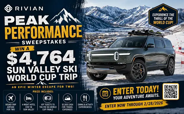 Rivian Peak Performance Sweepstakes – Win a $4,764 Sun Valley Ski World Cup Trip