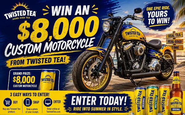 Twisted Tea Motorcycle Sweepstakes – Win an $8,000 Custom Motorcycle
