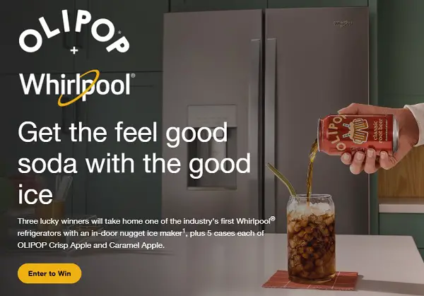 Win a Whirlpool Nugget Ice Refrigerator, OLIPOP Products & $500 Cash