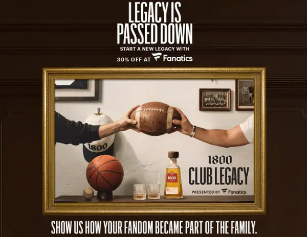 1800 Tequila x Fanatics Contest: Win $18,000 Fan Cash [12 Winners]
