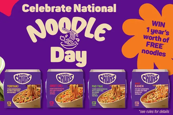 Win ANNIE CHUN’S® Noodles National Noodle Day Sweepstakes