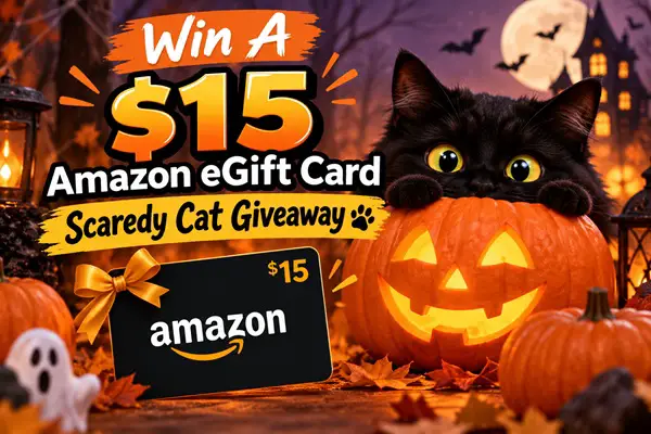 Win A $15 Amazon eGift Card Scaredy Cat Giveaway
