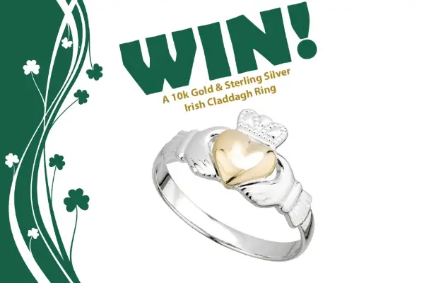 Win Irish Shop Ladies Sterling Silver and 10k Gold Heart Claddagh Ring Giveaway