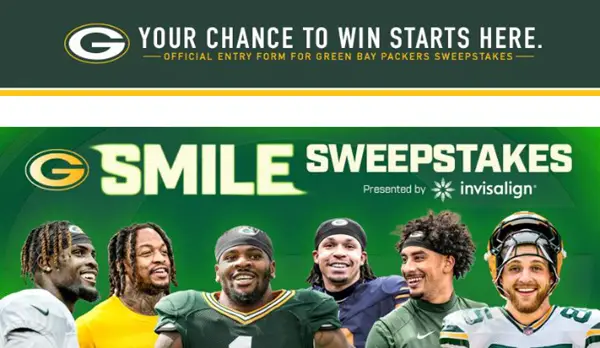 Packers Smile Sweepstakes 2026 Presented by Invisalign: Win a $4,500 Prize Package!