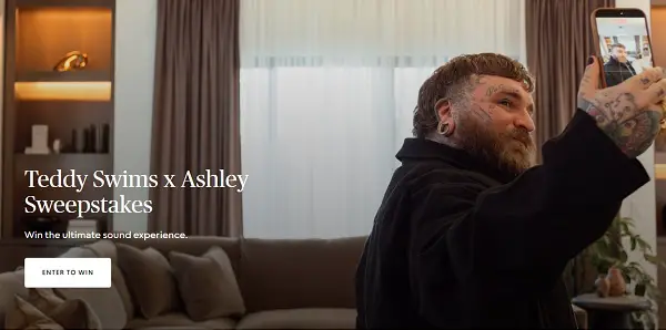 Ashley x Teddy Swims Sweepstakes – Win a Salt Lake City Concert Trip & $2,000 Furniture Credit