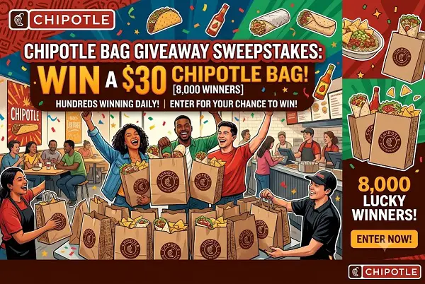 Chipotle Bag Giveaway Sweepstakes: Win a $30 Chipotle Bag [8,000 Winners]