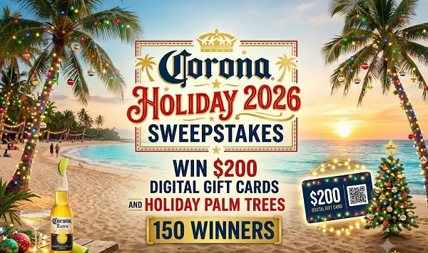 Corona Holiday 2026 Sweepstakes: Win $200 Digital Gift Cards and Holiday Palm Trees [150 Winners]