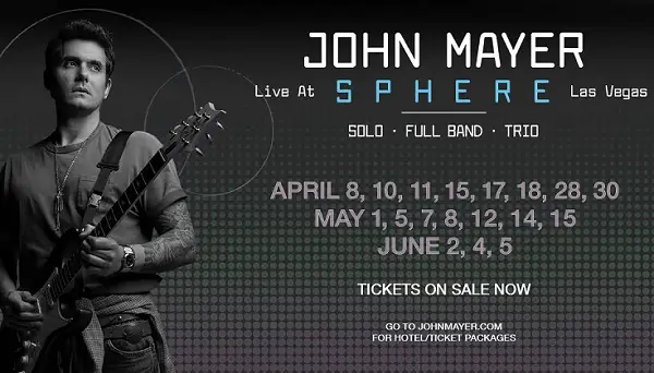 SiriusXM John Mayer at Sphere Las Vegas Sweepstakes: Win a $3,000 VIP Concert Trip for Two