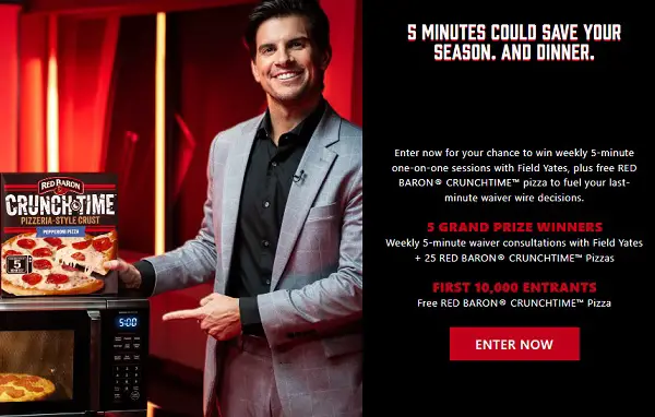 RED BARON Pizza Field Access Sweepstakes – Win Field Yates Sessions & Pizza [10,005 Winners]