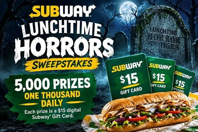 Subway Lunchtime Horrors Promotion: Win a $15 Subway Gift Card [5,000 Winners]