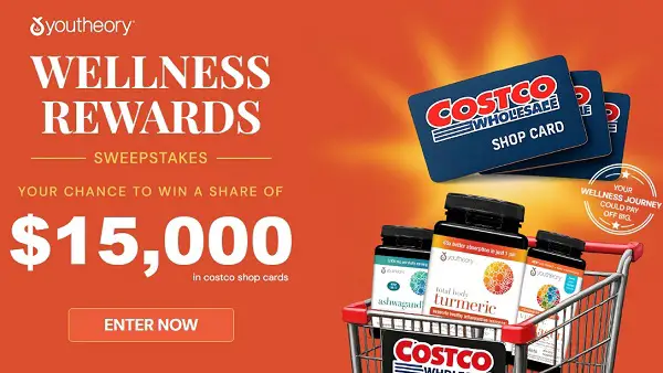 The youtheory Wellness Rewards Sweepstakes – Win $5,000 Costco Shop Card + More [39 Winners]