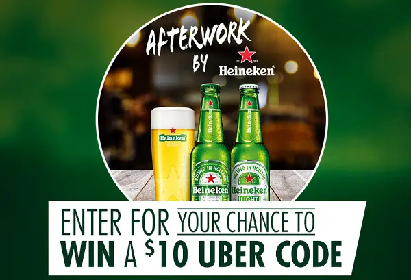 Heineken Light Afterwork Sweepstakes: Win $10 Uber Gift Code