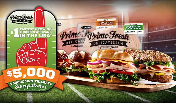 Prime Fresh Deli Touchdown Tailgate Sweepstakes: Win $5000 Cash!