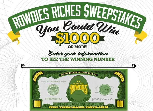 Rowdies Riches Sweepstakes – Win $1,000 Cash Prizes