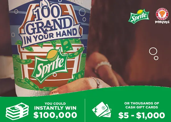 Sprite.com Popeyes 100 Grand In Your Hand 2018