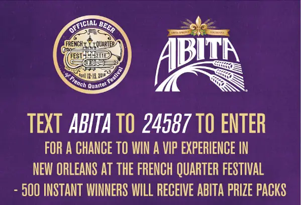 Abita Brewing Company French Quarter Fest Instant Win Game and Sweepstakes