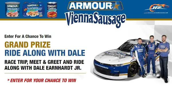 Armour Ride Along With Dale Sweepstakes On ArmourPitStop.com