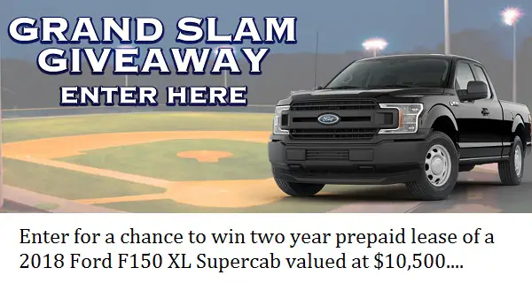 Liberty Ford Grand Slam Giveaway: Win 2 year Ford F150 XL Lease!