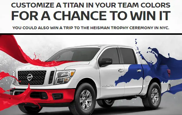 Win 2019 Nissan Titan in Nissan Heisman House Sweepstakes