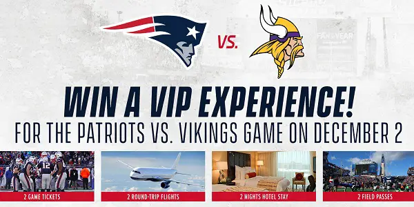 Patriots vs. Vikings Canada Ticket Sweepstakes: Win Tickets