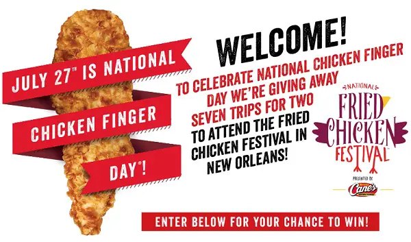 Raisingcanes.com Fried Chicken Festival Flyaway Sweepstakes 2018