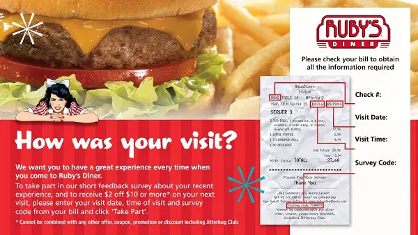 Ruby’s Diner Feedback in Survey to Get Discount Coupon
