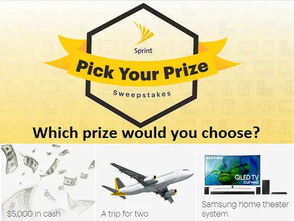 Sprint.com Pick Your Prize Sweepstakes