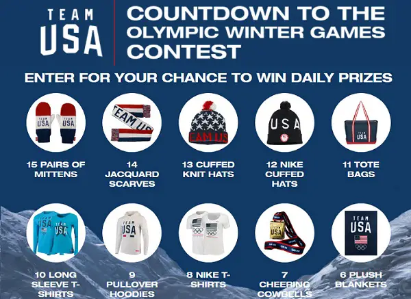 Team USA Countdown to Winter Olympics Sweepstakes