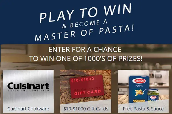 Barilla.com Masters of Pasta Instant Win Game