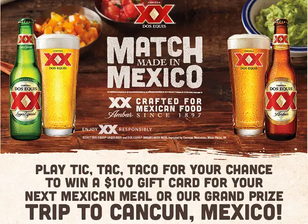 Dos Equis Tic Tac Taco Sweepstakes: Win Ultimate Experience of Cancun