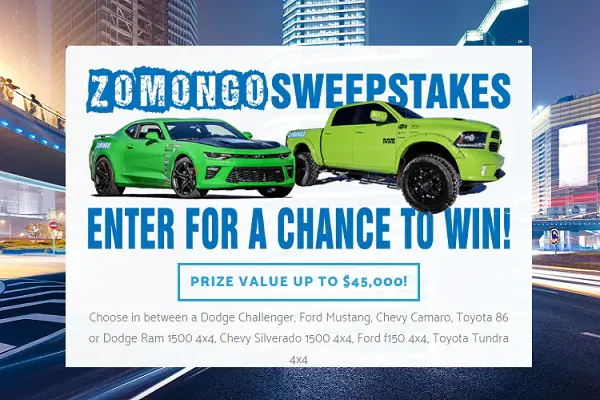 “Pick Your Zomongo Events Vehicle” Sweepstakes