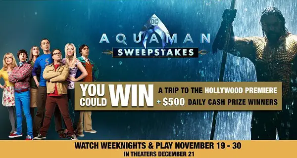 The Big Bang Theory Weeknights Aquaman Sweepstakes