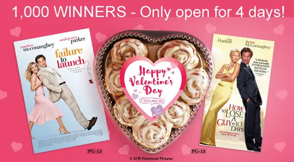 Cinnabon.com Valentine’s Day Sweepstakes