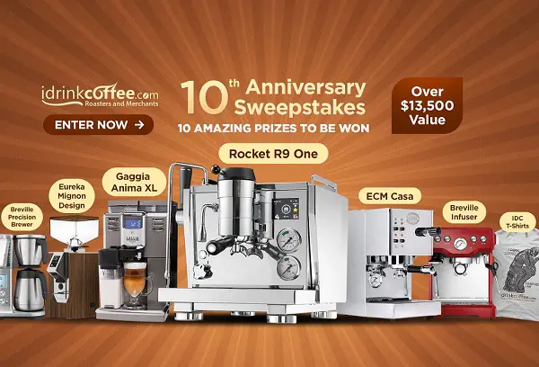 Idrinkcoffee.com 10th Anniversary Sweepstakes