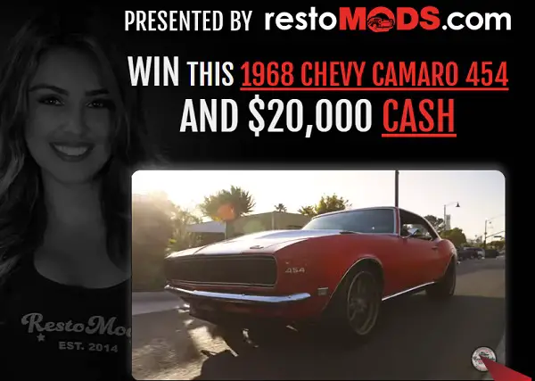 Restomods Car Sweepstakes: Win 1968 Camaro Car + $20k Cash!