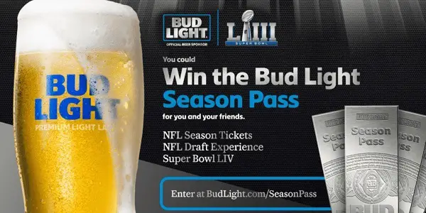 Budlight.com Season Pass and Super Bowl Sweepstakes