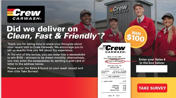 Crew Carwash Customer Satisfaction Survey Sweepstakes