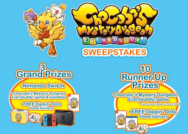 Dippindots.com Chocobo’s Mystery Dungeon Everybuddy Sweepstakes