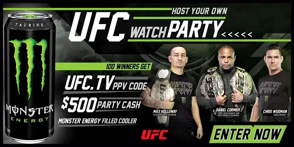Monsterenergy.com Chance to Win a UFC Watch Party Sweepstakes