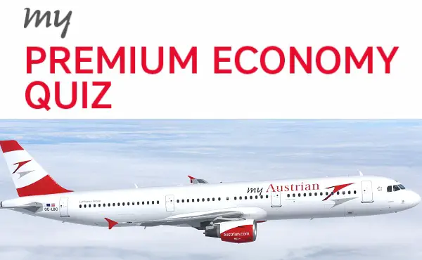 Austrian Airlines My Premium Economy Quiz Game Sweepstakes