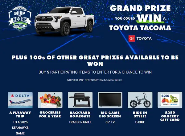 Albertsons Shop and Score Sweepstakes: Win a Toyota Tacoma, Free Groceries, TVs & More!