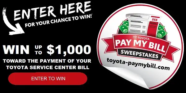 Toyota Pay My Bill Sweepstakes: Win Cash